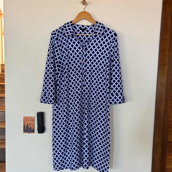 Talbots Blue and White Geometric XL Dress - Picture 2 of 6